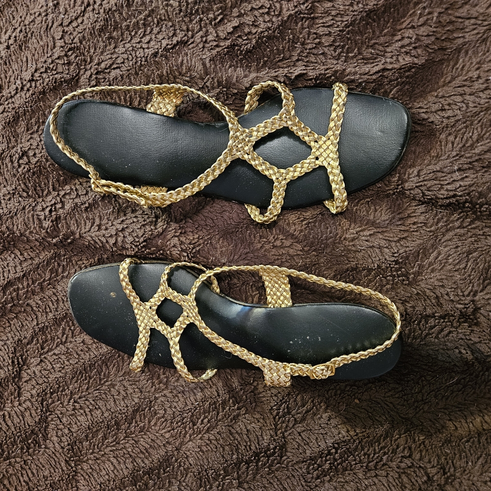 Elegant Black and Gold Women's Sandals